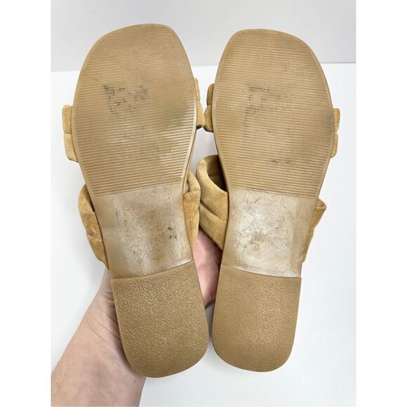Steve Madden Flat Sandals‎ Suede Leather Tan Double Strap Open Toe Size 7 - Picture 10 of 10